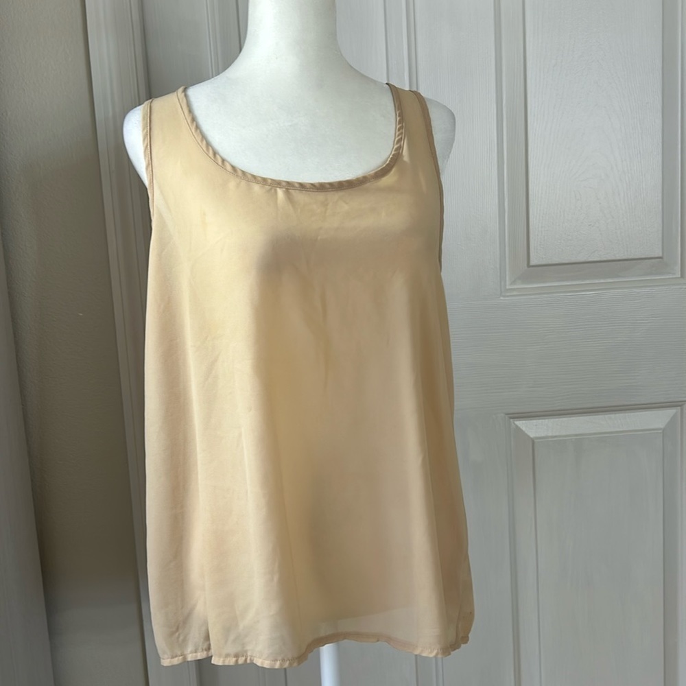 Zenna Styles Tan Sleeveless blouse with criss-cross back size L